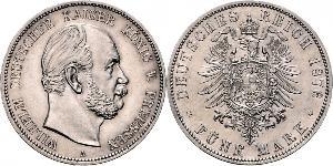 5 Mark Kingdom of Prussia (1701-1918) Silver Wilhelm I, German Emperor (1797-1888)