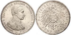 5 Mark Kingdom of Prussia (1701-1918) Silver Wilhelm II, German Emperor (1859-1941)