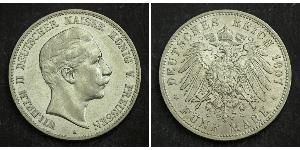 5 Mark Kingdom of Prussia (1701-1918) Silver Wilhelm II, German Emperor (1859-1941)