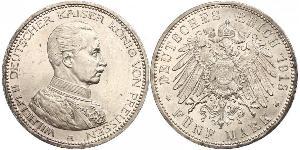 5 Mark Kingdom of Prussia (1701-1918) Silver Wilhelm II, German Emperor (1859-1941)