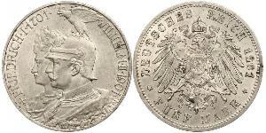 5 Mark Kingdom of Prussia (1701-1918) Silver Wilhelm II, German Emperor (1859-1941)