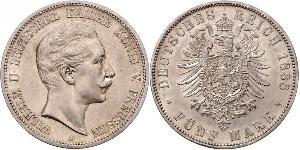 5 Mark Kingdom of Prussia (1701-1918) Silver Wilhelm II, German Emperor (1859-1941)