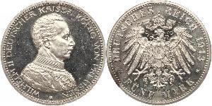 5 Mark Kingdom of Prussia (1701-1918) Silver Wilhelm II, German Emperor (1859-1941)