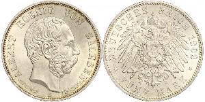 5 Mark Kingdom of Saxony (1806 - 1918) Silver Albert of Saxony
