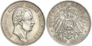 5 Mark Kingdom of Saxony (1806 - 1918) Silver Frederick Augustus III of Saxony (1865-1932)