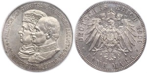 5 Mark Kingdom of Saxony (1806 - 1918) Silver Frederick Augustus III of Saxony (1865-1932)