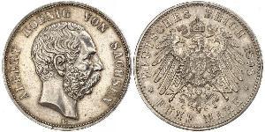 5 Mark Kingdom of Saxony (1806 - 1918) Silver Albert of Saxony