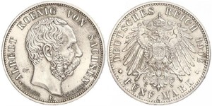 5 Mark Kingdom of Saxony (1806 - 1918) Silver Albert of Saxony