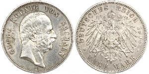 5 Mark Kingdom of Saxony (1806 - 1918) Silver George, King of Saxony