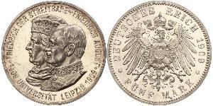 5 Mark Kingdom of Saxony (1806 - 1918) Silver Frederick Augustus III of Saxony (1865-1932)