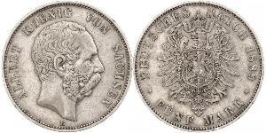 5 Mark Kingdom of Saxony (1806 - 1918) Silver Albert of Saxony