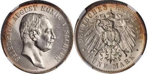 5 Mark Kingdom of Saxony (1806 - 1918) Silver Frederick Augustus III of Saxony (1865-1932)