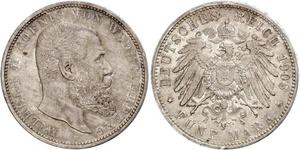 5 Mark Kingdom of Württemberg (1806-1918) Silver Wilhelm II, German Emperor (1859-1941)