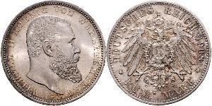5 Mark Kingdom of Württemberg (1806-1918) Silver Wilhelm II, German Emperor (1859-1941)