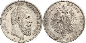 5 Mark Kingdom of Württemberg (1806-1918) Silver Charles I of Württemberg