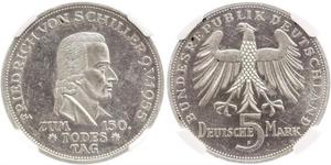 5 Mark West Germany (1949-1990) Silver Friedrich Schiller