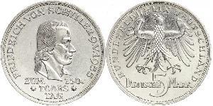 5 Mark West Germany (1949-1990) Silver Friedrich Schiller