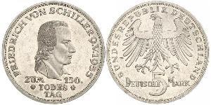5 Mark West Germany (1949-1990) Silver Friedrich Schiller