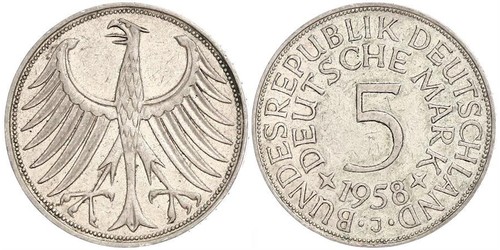 5 Mark West Germany (1949-1990) Silver 