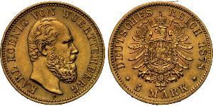 5 Mark Kingdom of Württemberg (1806-1918) 金 卡尔一世 (符腾堡)