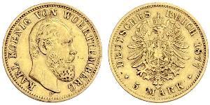 5 Mark Kingdom of Württemberg (1806-1918) 金 卡尔一世 (符腾堡)