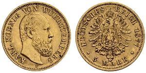 5 Mark Kingdom of Württemberg (1806-1918) 金 卡尔一世 (符腾堡)