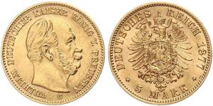 5 Mark 普魯士王國 (1701 - 1918) 金 威廉一世 (德国)