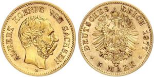 5 Mark 萨克森王国 (1806 - 1918) 金 