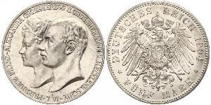 5 Mark Duchy of Mecklenburg-Schwerin (1352-1918) 銀 Frederick Francis IV, Grand Duke of Mecklenburg (1882 - 1945)