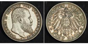 5 Mark Kingdom of Württemberg (1806-1918) 銀 威廉二世 (德国)