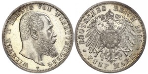 5 Mark Kingdom of Württemberg (1806-1918) 銀 威廉二世 (德国)