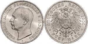 5 Mark 奥尔登堡大公国 (1814 - 1918) 銀 弗里德里希·奥古斯特三世 (萨克森国王)