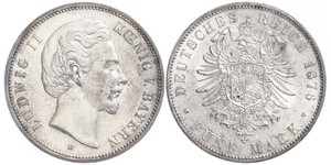 5 Mark 巴伐利亞王國 (1806 - 1918) 銀 路德维希二世 (巴伐利亚)