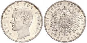 5 Mark 巴伐利亞王國 (1806 - 1918) 銀 奥托 (巴伐利亚国王)