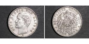 5 Mark 巴伐利亞王國 (1806 - 1918) 銀 奥托 (巴伐利亚国王)
