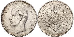 5 Mark 巴伐利亞王國 (1806 - 1918) 銀 奥托 (巴伐利亚国王)