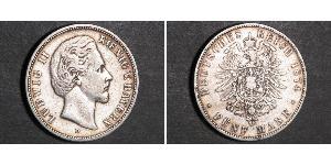 5 Mark 巴伐利亞王國 (1806 - 1918) 銀 路德维希二世 (巴伐利亚)