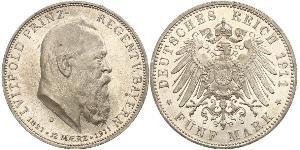 5 Mark 巴伐利亞王國 (1806 - 1918) 銀 奥托 (巴伐利亚国王)