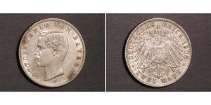5 Mark 巴伐利亞王國 (1806 - 1918) 銀 奥托 (巴伐利亚国王)