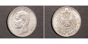 5 Mark 巴伐利亞王國 (1806 - 1918) 銀 奥托 (巴伐利亚国王)
