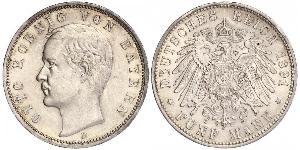 5 Mark 巴伐利亞王國 (1806 - 1918) 銀 奥托 (巴伐利亚国王)