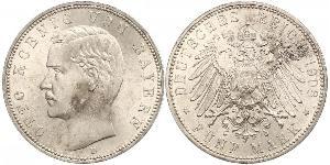5 Mark 巴伐利亞王國 (1806 - 1918) 銀 奥托 (巴伐利亚国王)