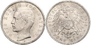 5 Mark 巴伐利亞王國 (1806 - 1918) 銀 奥托 (巴伐利亚国王)