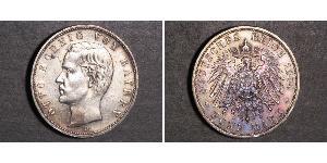 5 Mark 巴伐利亞王國 (1806 - 1918) 銀 奥托 (巴伐利亚国王)