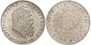 5 Mark 巴伐利亞王國 (1806 - 1918) 銀 奥托 (巴伐利亚国王)