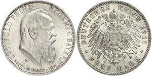 5 Mark 巴伐利亞王國 (1806 - 1918) 銀 奥托 (巴伐利亚国王)