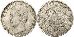 5 Mark 巴伐利亞王國 (1806 - 1918) 銀 奥托 (巴伐利亚国王)