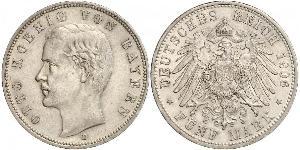 5 Mark 巴伐利亞王國 (1806 - 1918) 銀 奥托 (巴伐利亚国王)