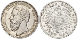 5 Mark 巴登大公國 (1806 - 1918) 銀 弗里德里希一世 (巴登)