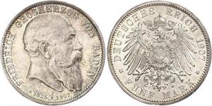 5 Mark 巴登大公國 (1806 - 1918) 銀 弗里德里希一世 (巴登)